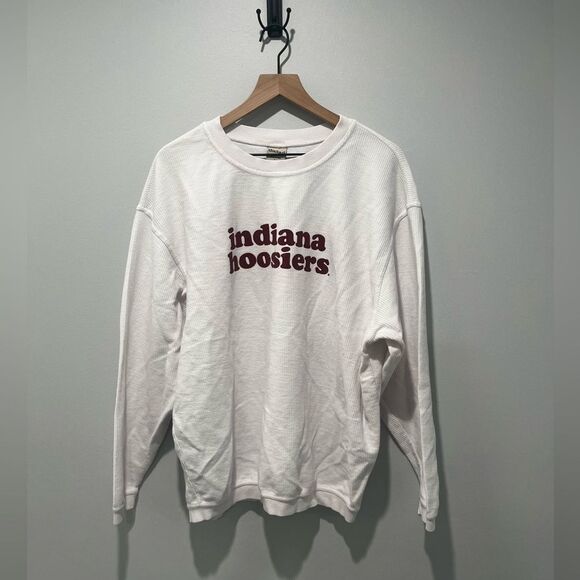 Indiana Hoosiers Chicka-d White Ribbed Crewneck Sweatshirt L - Picture 1 of 6